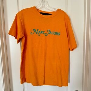 Marc Jacobs New York Times Beaded Logo Tshirt in Orange and Teal Size S